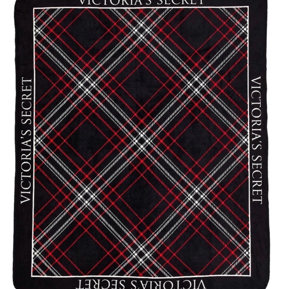 Victoria's Secret Black and Red Plaid Throw NEW!